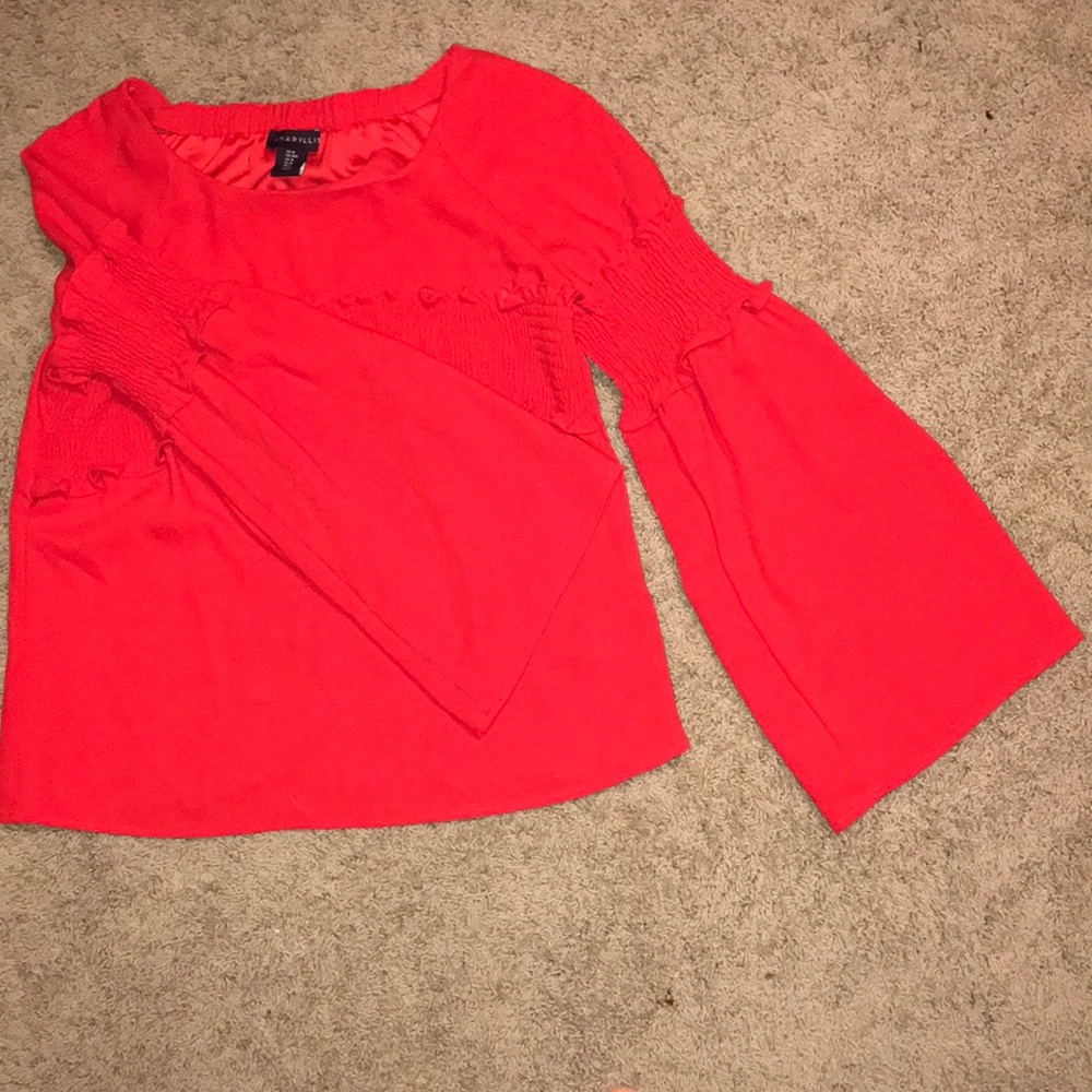 Red Bell Sleeve Top